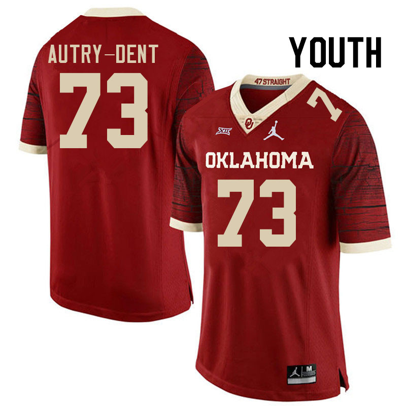 Youth #73 Isaiah Autry-Dent Oklahoma Sooners College Football Jerseys Stitched-Retro